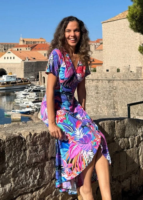 Dress The Stretch Wrap Dress - Tropical Rainbow dubai outfit dress brunch fashion mums