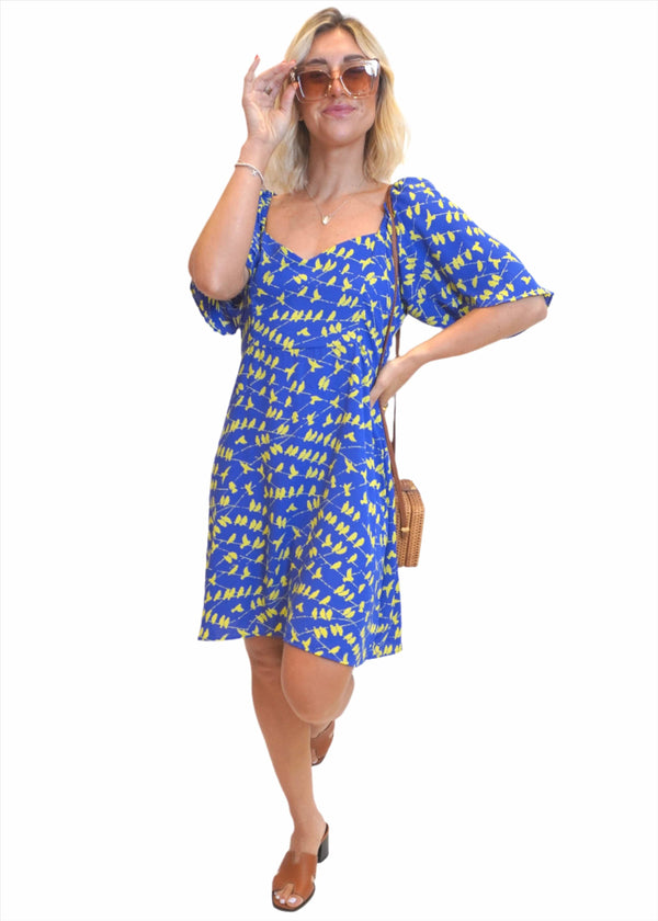 Dress The Summertime Mini - Blue Yellow Birds dubai outfit dress brunch fashion mums