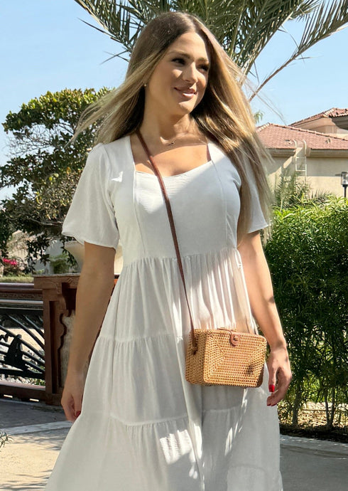 Rectangle Natural Bali Bag dubai outfit dress brunch fashion mums