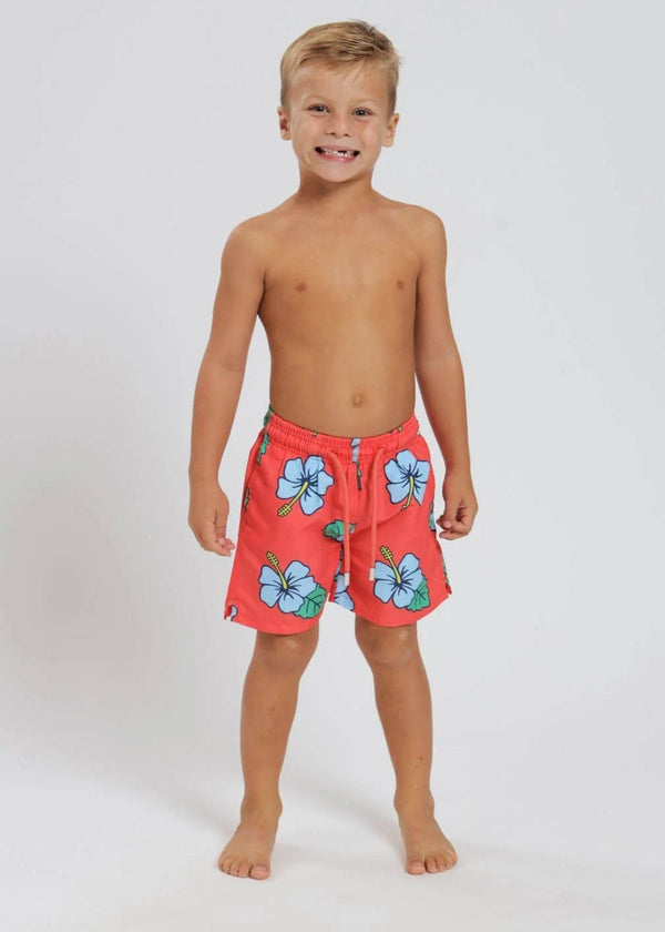 The Boy's Swim Shorts - Orange Hibiscus dubai outfit dress brunch fashion mums