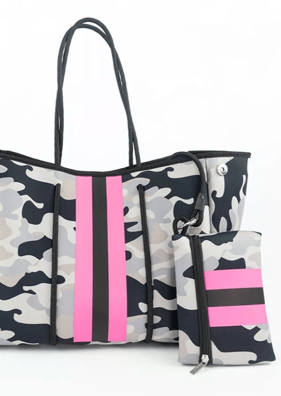 The Everything Bag - Black Camo Pink Stripe dubai outfit dress brunch fashion mums