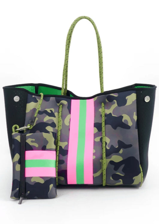 The Everything Bag - Camo Neon Pink Green Stripe dubai outfit dress brunch fashion mums