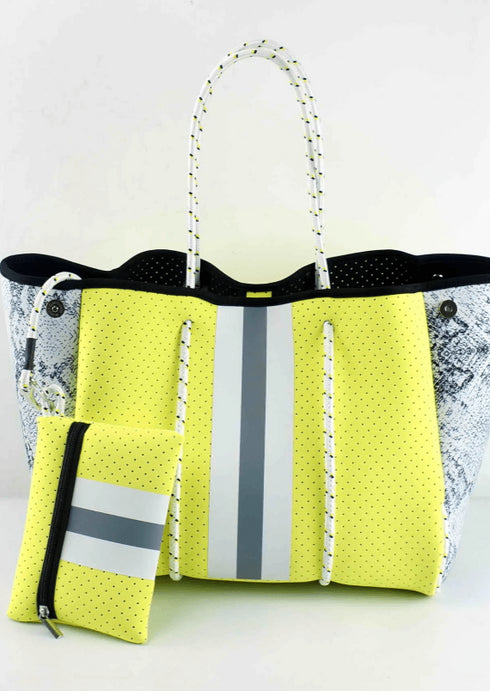 The Everything Bag - Neon Yellow Grey Snake dubai outfit dress brunch fashion mums