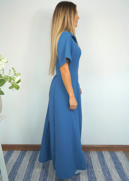 The Fitted Shirt Dress - Cy Slate Blue dubai outfit dress brunch fashion mums