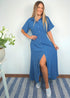 The Fitted Shirt Dress - Cy Slate Blue dubai outfit dress brunch fashion mums