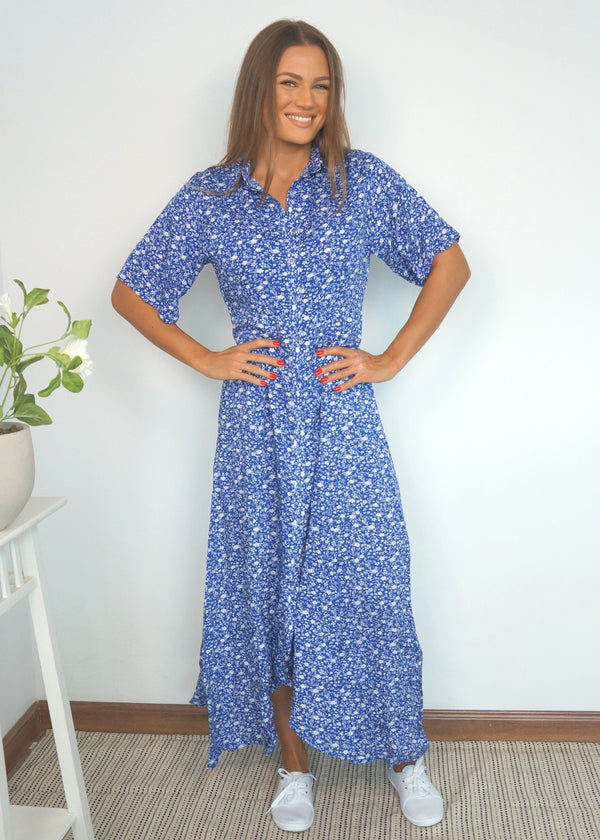 The Fitted Shirt Dress - Ditsy Royal dubai outfit dress brunch fashion mums