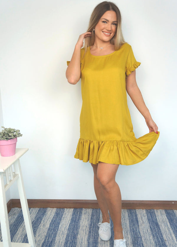 The Flirty Anywhere Dress - Classic Mustard dubai outfit dress brunch fashion mums