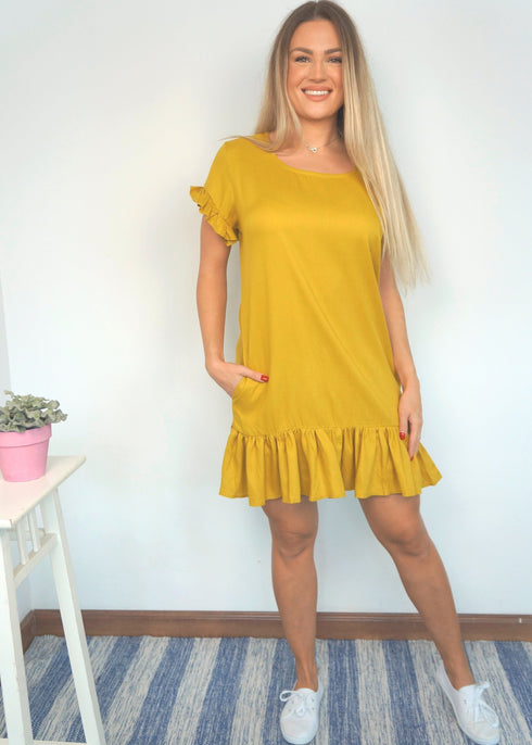 The Flirty Anywhere Dress - Classic Mustard dubai outfit dress brunch fashion mums