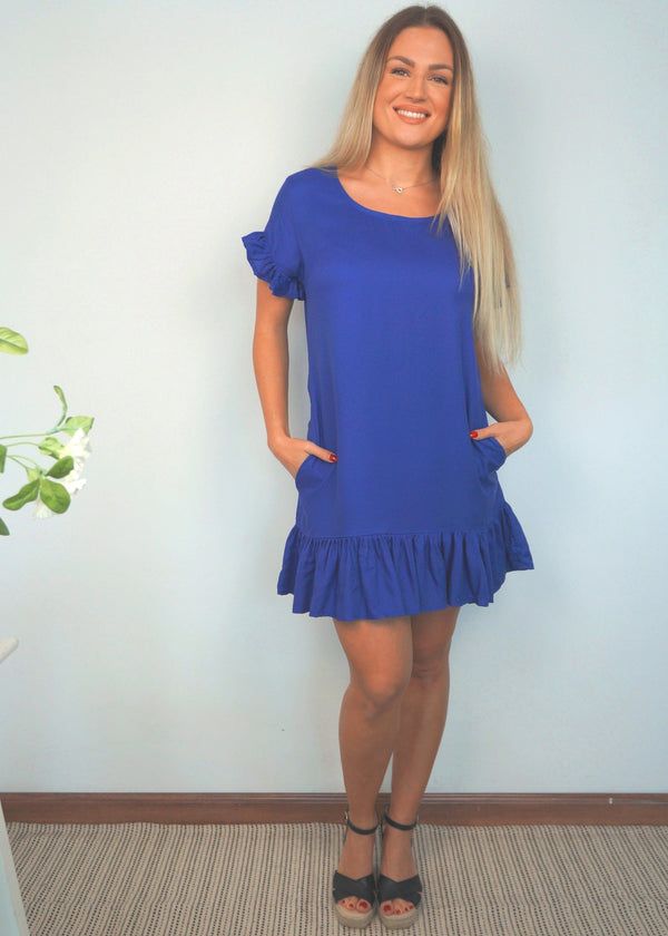 The Flirty Anywhere Dress - Dark Royal Blue dubai outfit dress brunch fashion mums