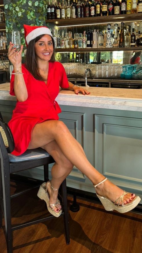 The Flirty Wrap Dress - Christmas Red dubai outfit dress brunch fashion mums