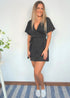 The Flirty Wrap Dress - Midnight Black Satin dubai outfit dress brunch fashion mums