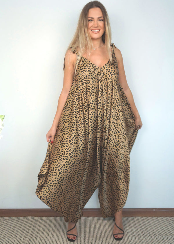 O/S The Harem Jumpsuit - Leopard Gold dubai outfit dress brunch fashion mums
