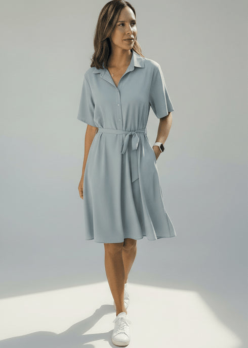 The Lola Shirt Dress - Cy Azure Blue dubai outfit dress brunch fashion mums