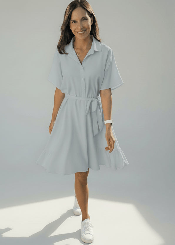 The Lola Shirt Dress - Cy Azure Blue dubai outfit dress brunch fashion mums