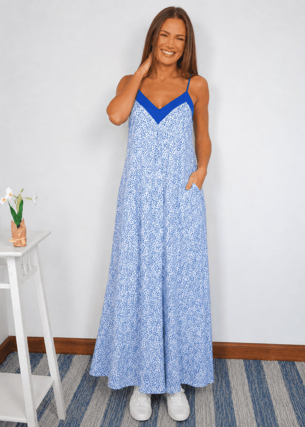The Lottie Maxi Dress - Baby Blue Leopard dubai outfit dress brunch fashion mums