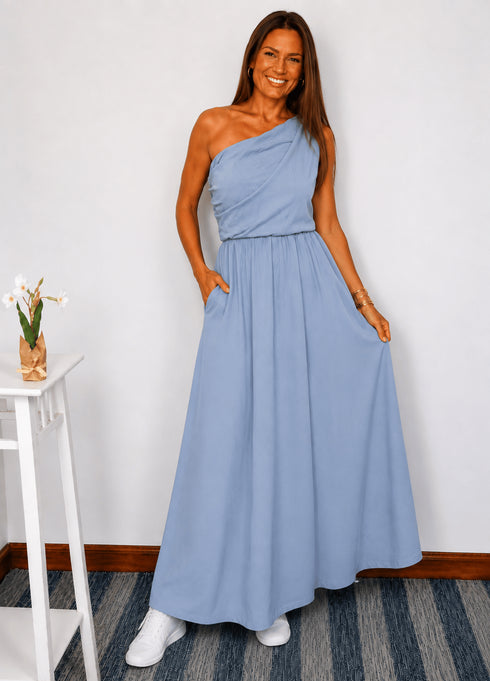 The Marbella Dress - Cy Slate Blue dubai outfit dress brunch fashion mums