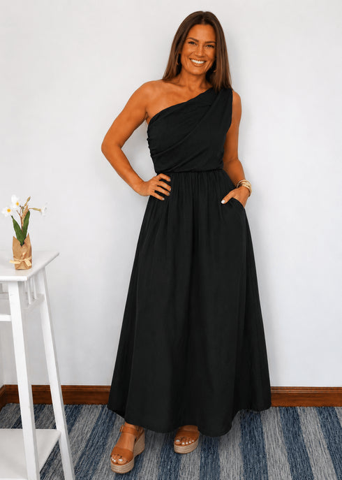 One Size (UK 8 - 16) / Maxi The Marbella Dress Mini - Cy Black dubai outfit dress brunch fashion mums