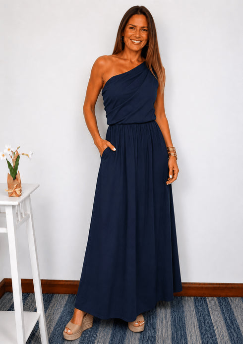 One Size (UK 8 - 16) / Maxi The Marbella Dress Mini - Cy Navy dubai outfit dress brunch fashion mums