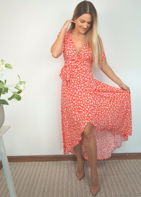 The Maxi Wrap Dress - Lipstick Flowers dubai outfit dress brunch fashion mums