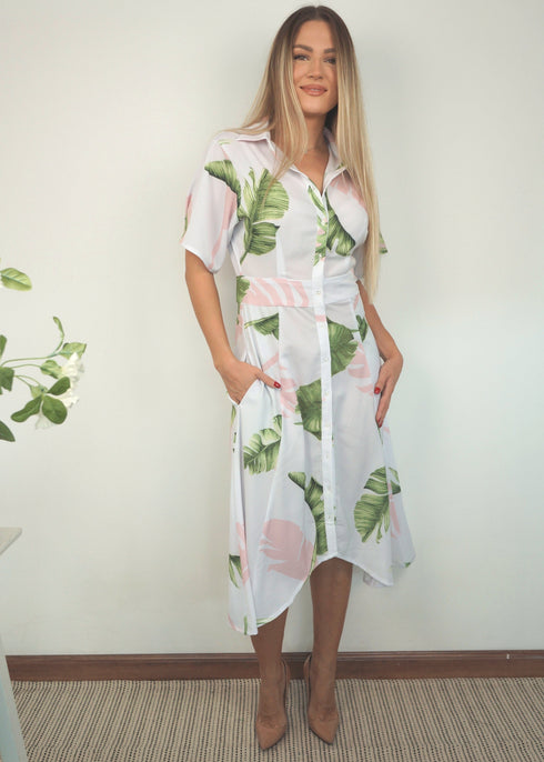 The Midi Fitted Shirt Dress - Palm Breeze dubai outfit dress brunch fashion mums