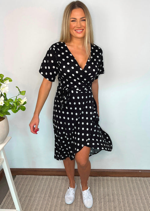 The Midi Wrap Dress - City Polka dubai outfit dress brunch fashion mums