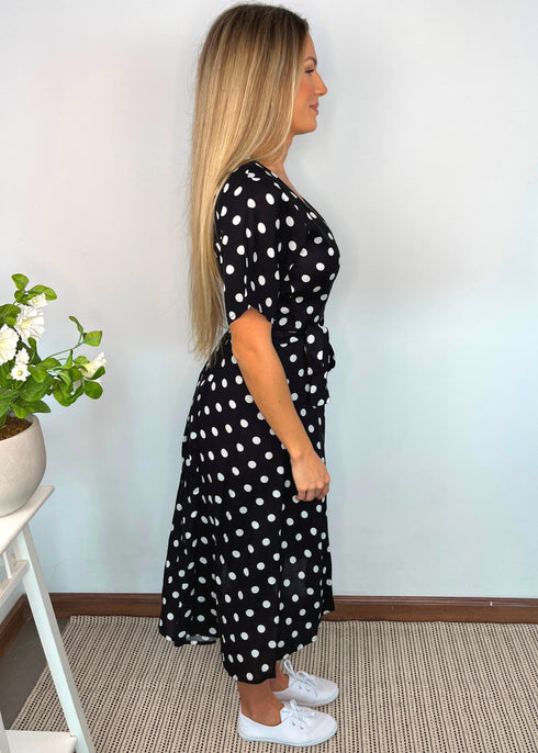 The Midi Wrap Dress - City Polka dubai outfit dress brunch fashion mums