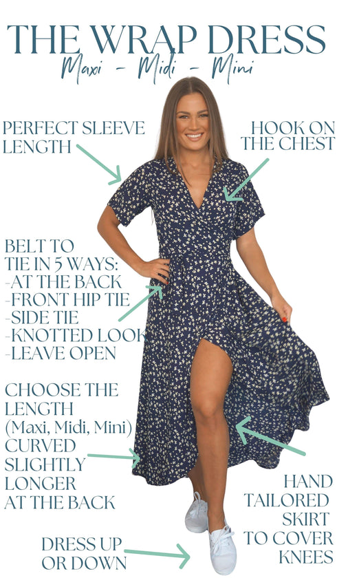 The Midi Wrap Dress - Indigo Garden dubai outfit dress brunch fashion mums