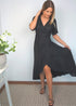 The Pleated Wrap Dress - Christmas Black Pleats dubai outfit dress brunch fashion mums