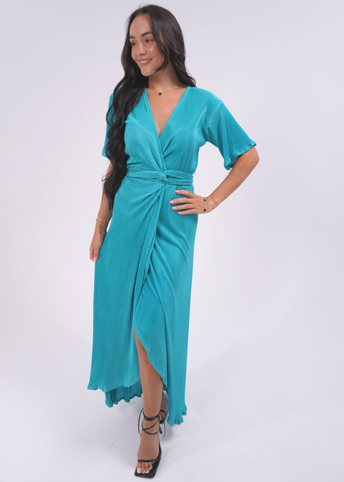 The Pleated Wrap Dress - Emerald Pleats dubai outfit dress brunch fashion mums