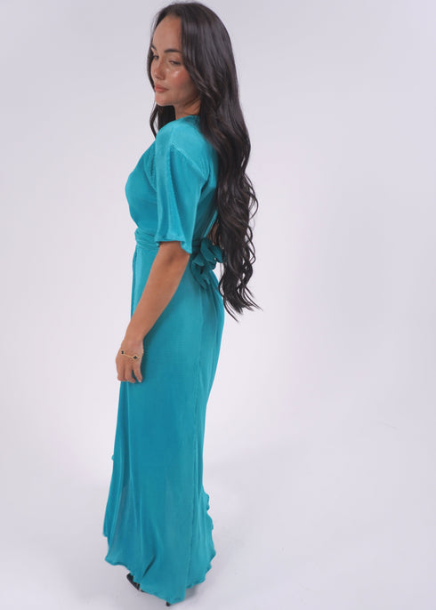 The Pleated Wrap Dress - Emerald Pleats dubai outfit dress brunch fashion mums