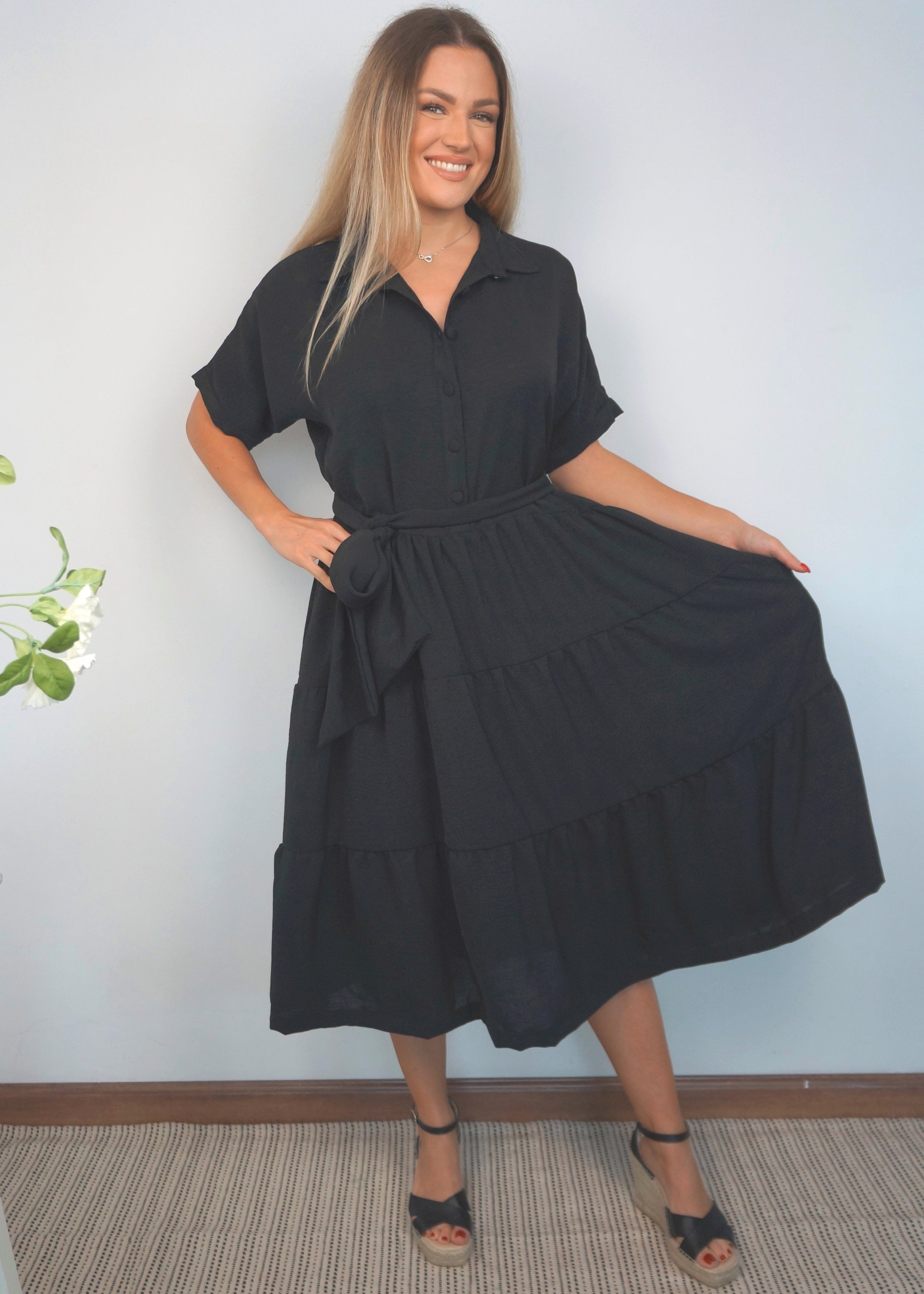 Mira midi stretch on sale shirtdress