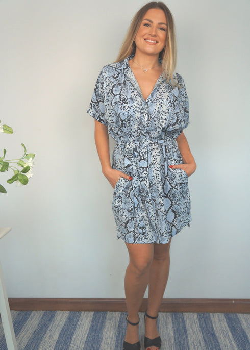 The Shirt Dress - Blue Snake dubai outfit dress brunch fashion mums