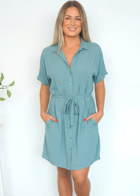 The Shirt Dress - Cy Azure Blue dubai outfit dress brunch fashion mums