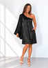 XS / Midi / Standard wide long sleeve The Sienna Dress - Black Satin dubai outfit dress brunch fashion mums