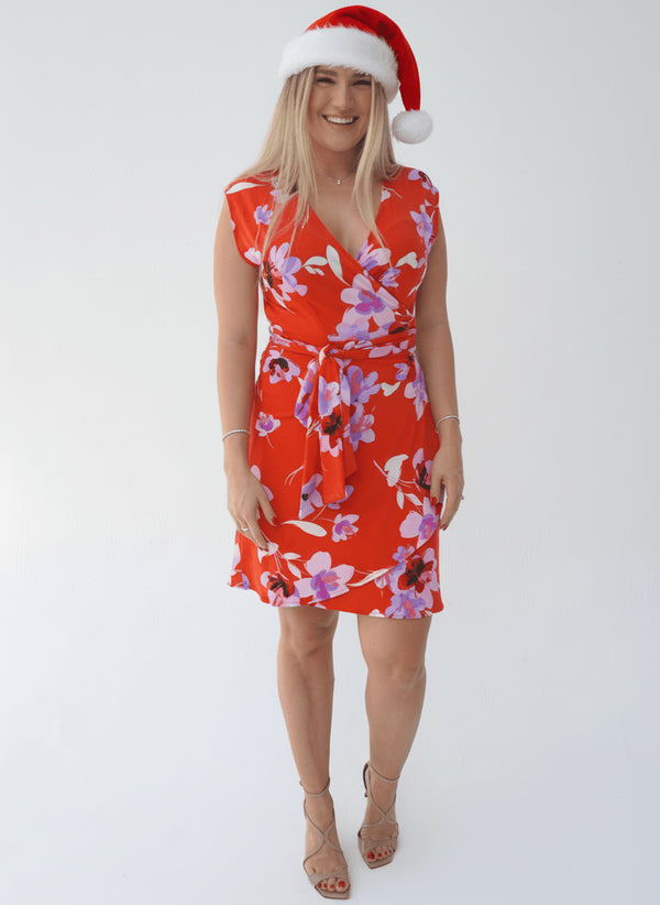 The Sleeveless Perfect Little Wrap Dress - Christmas Miami Flowers dubai outfit dress brunch fashion mums
