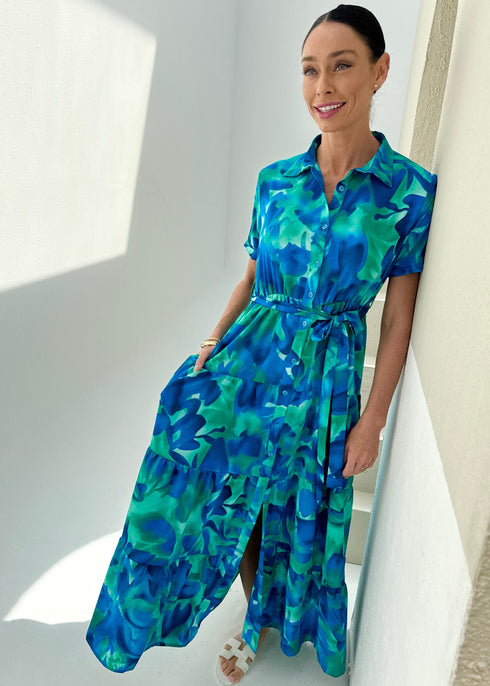 The Tiered Shirt Dress - Floating Seas dubai outfit dress brunch fashion mums