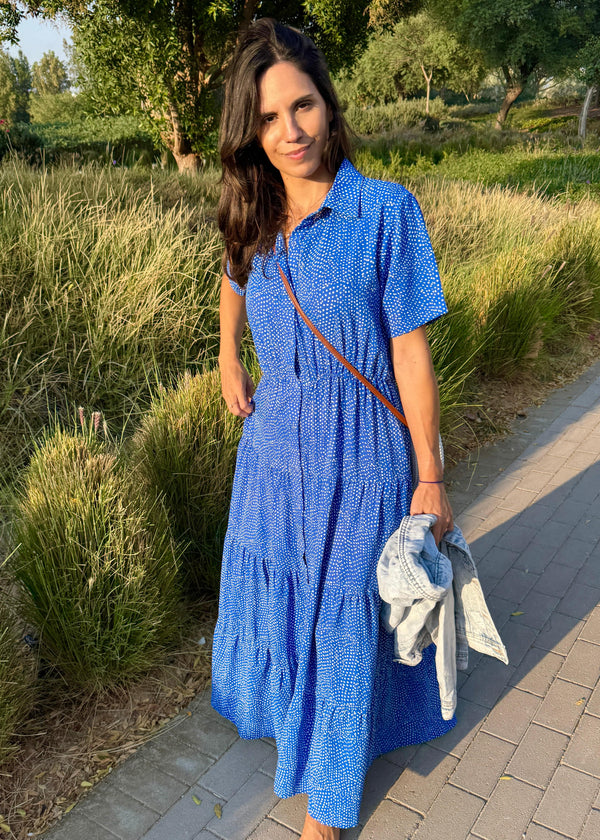 The Tiered Shirt Dress - Sky Splash dubai outfit dress brunch fashion mums