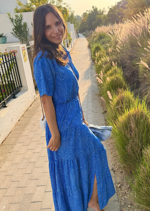 The Tiered Shirt Dress - Sky Splash dubai outfit dress brunch fashion mums