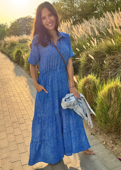 The Tiered Shirt Dress - Sky Splash dubai outfit dress brunch fashion mums