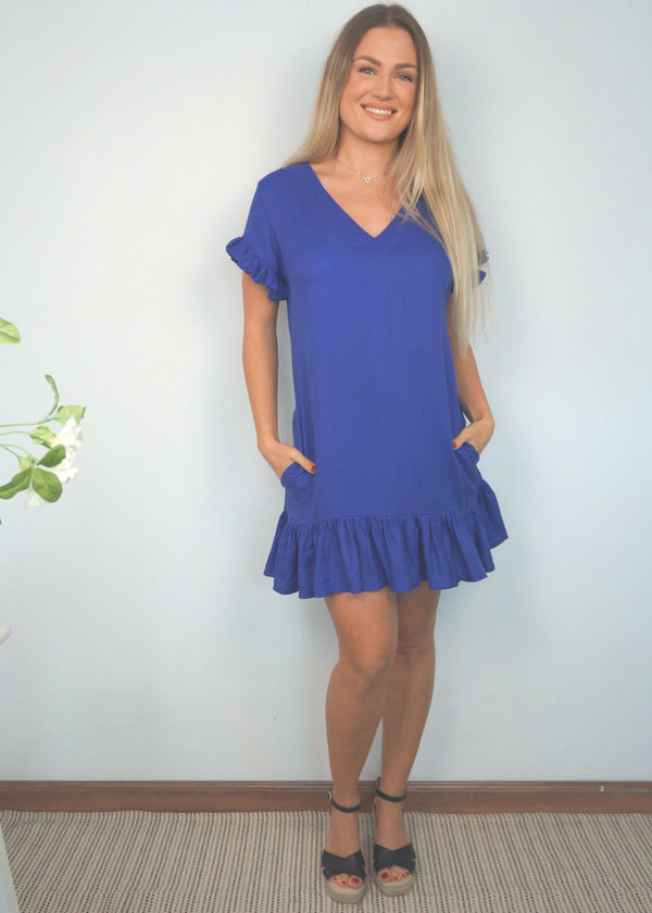 The V Flirty Anywhere Dress - Dark Royal Blue dubai outfit dress brunch fashion mums