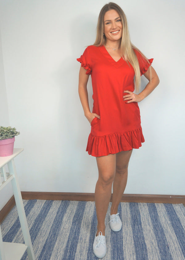 The V Flirty Anywhere Dress - Mac Red dubai outfit dress brunch fashion mums