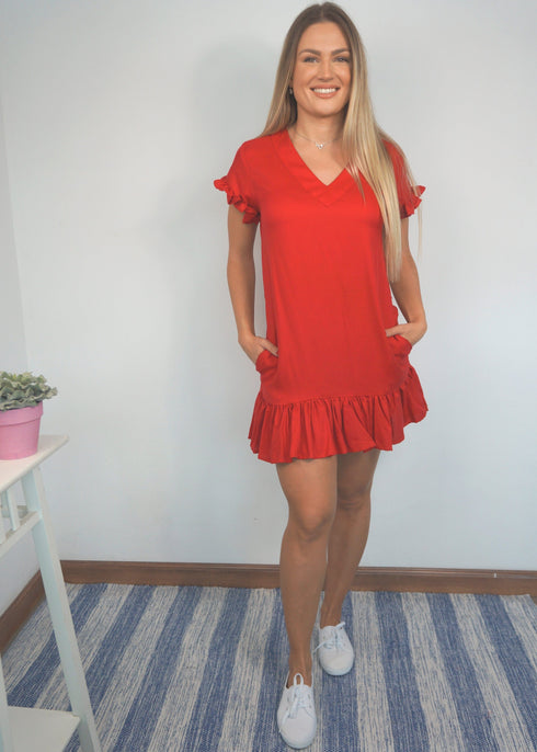 The V Flirty Anywhere Dress - Mac Red dubai outfit dress brunch fashion mums