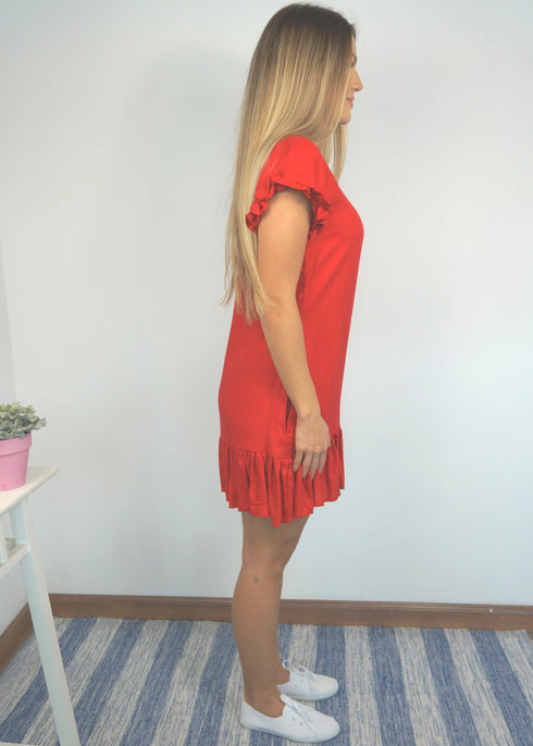 The V Flirty Anywhere Dress - Mac Red dubai outfit dress brunch fashion mums