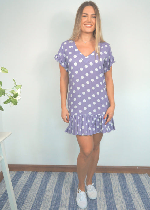 The V Flirty Anywhere Dress - Polka Dot Lavender dubai outfit dress brunch fashion mums