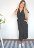 The Wrap Jumpsuit - Midnight Black Cotton dubai outfit dress brunch fashion mums