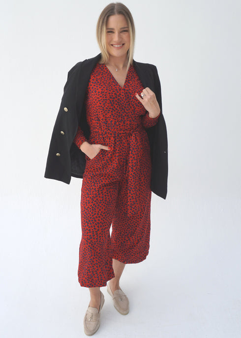 The Wrap Jumpsuit w/ Elastic Cuff Sleeves - Lipstick Ivy dubai outfit dress brunch fashion mums