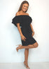 BARDOT DRESS The Belted Bardot Dress - Midnight Black dubai outfit dress brunch fashion mums