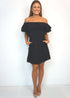 BARDOT DRESS The Belted Bardot Dress - Midnight Black dubai outfit dress brunch fashion mums