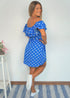 BARDOT DRESS The Belted Bardot Dress - Royal Blue Polka dubai outfit dress brunch fashion mums