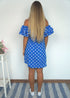BARDOT DRESS The Belted Bardot Dress - Royal Blue Polka dubai outfit dress brunch fashion mums